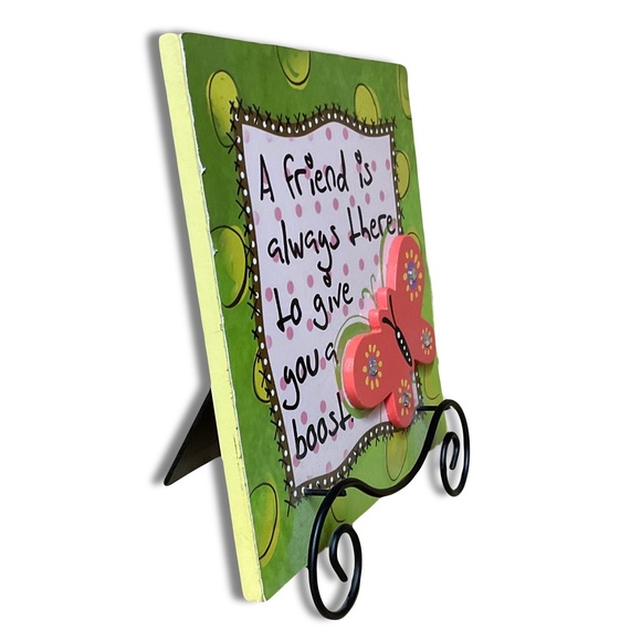 “A Friend is always there to give you a boost” Wooden Quote Plaque Gift 🦋🎁😍 - Picture 4 of 4